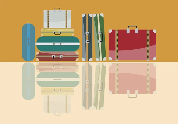 Seyahat çantaları ve gölgeler grup — Stok Vektör