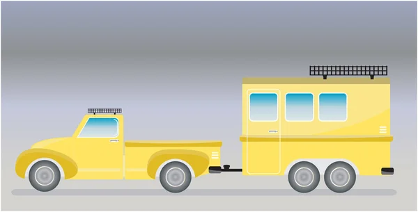 Caminhão velho e Camping Caravan carro —  Vetores de Stock