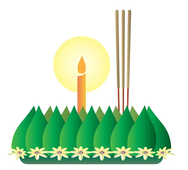 Loy Krathong, festival tradicional de lua cheia tailandês — Vetor de Stock