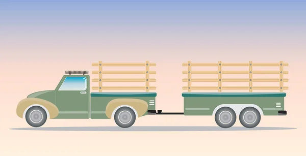 Старый грузовик с прицепом — стоковый вектор