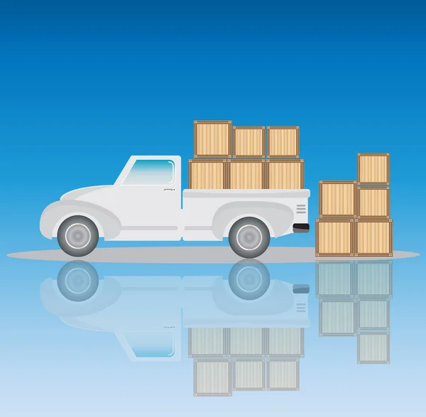 Vecchio pick up camion con scatola di carico — Vettoriale Stock