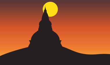 Günbatımı ve büyük Pagoda Dağı'nda