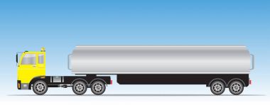 Römork, büyük petrol tankeri yan görünüm