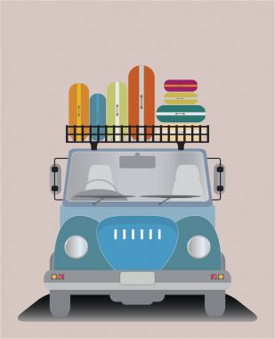 Önden Görünüm eski çekme kamyonu ile çanta üst