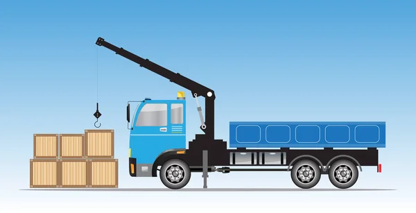 Vue latérale du vecteur de camion-grue — Image vectorielle