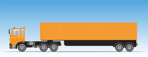 Vue latérale du camion de conteneur de fret de remorque — Image vectorielle