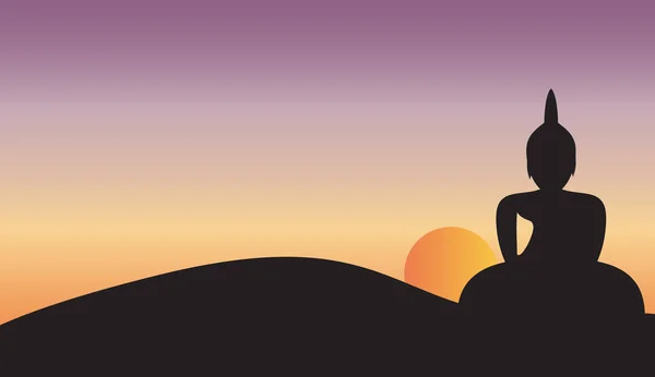 Günbatımı ve büyük Buda Dağı'nda — Stok Vektör