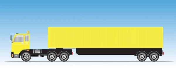 Vista lateral do caminhão de contêiner de carga de reboque — Vetor de Stock