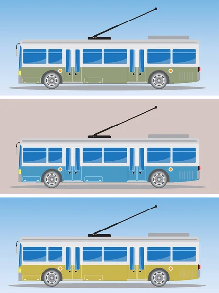 Widok z boku Eletric autobusem lub trolejbusem — Wektor stockowy