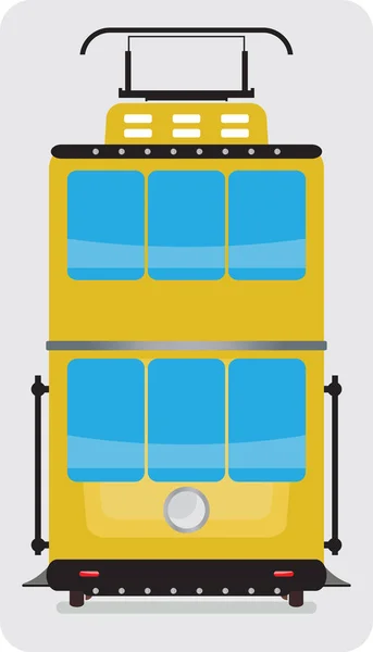 Vorderansicht des Doppelstockwagens der Retro-Straßenbahn — Stockvektor