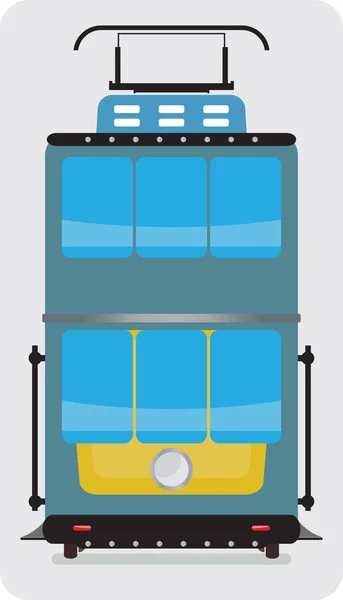 Vista frontal del coche Double Deck Retro Tram — Vector de stock