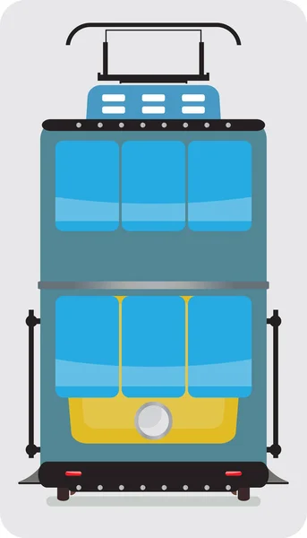 Widok z przodu samochodu Double Deck Retro tramwaj — Wektor stockowy