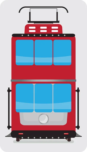 Vista frontal do carro de eléctrico Retro de Deck Duplo —  Vetores de Stock