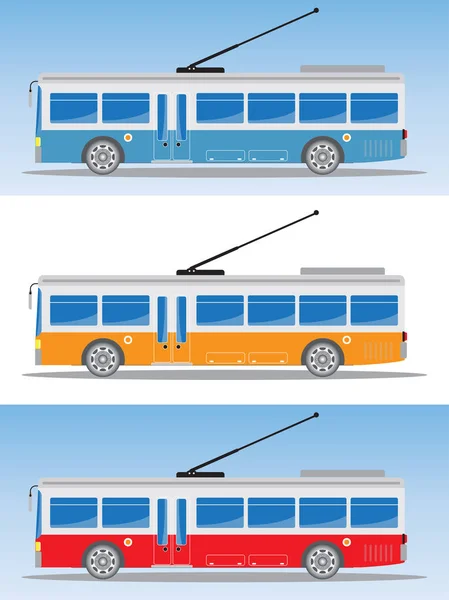 Vista laterale del bus elettrico o del filobus — Vettoriale Stock