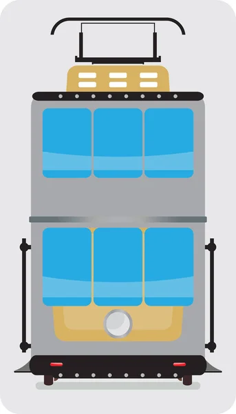 Vista frontal del coche Double Deck Retro Tram — Archivo Imágenes Vectoriales