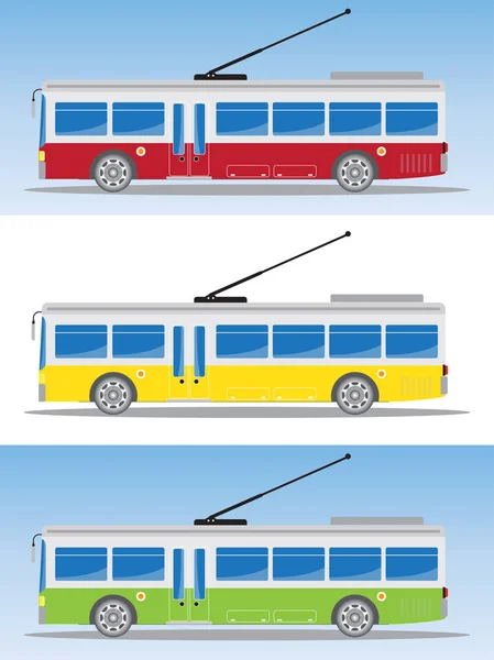 Вид сбоку на электрический автобус или троллейбус — стоковый вектор