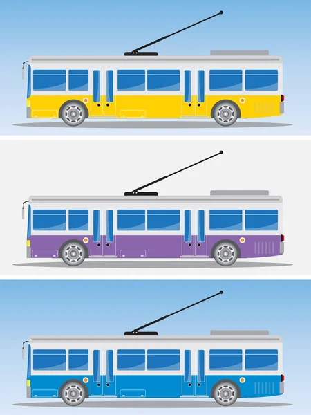 Dur otobüs ve troleybüs yan görünüm — Stok Vektör