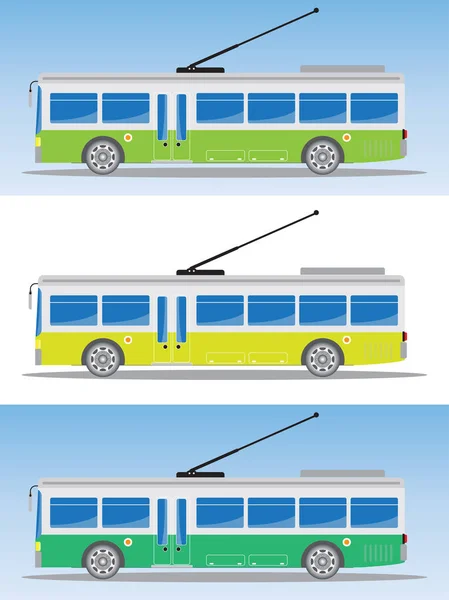 Vista lateral del autobús Eletric o trolebús — Vector de stock