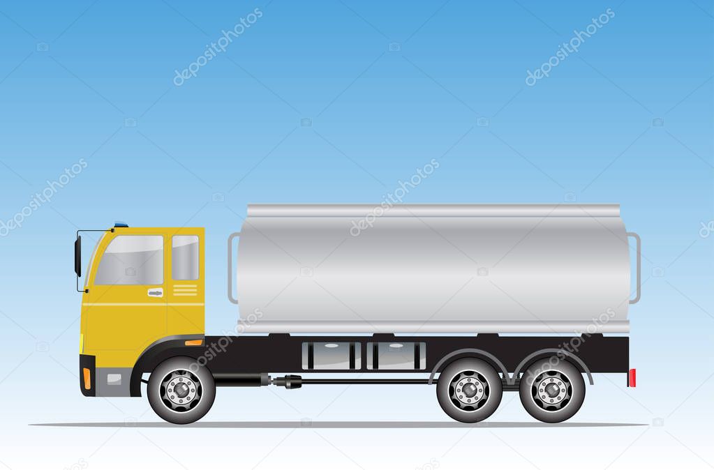 Side view of Big Oil Tanker truck