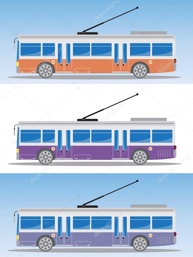 Side view of Eletric bus or Trolley bus