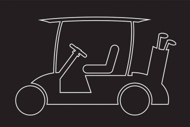 Satır tasarım Golf cart veya golf araba simge vektör