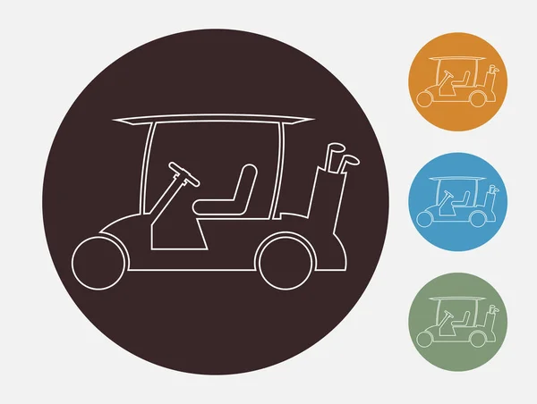 Linea di progettazione del carrello da golf o del vettore dell'icona dell'automobile di golf — Vettoriale Stock