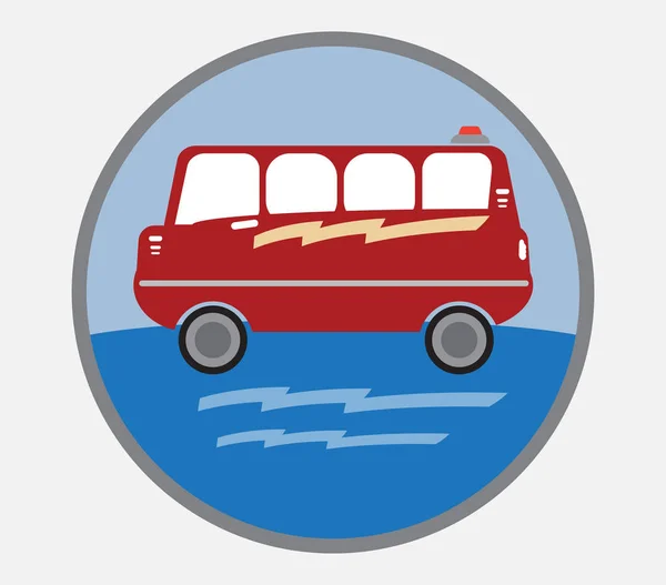 Bus amphibie ou bus de tourisme terrestre et aquatique — Image vectorielle