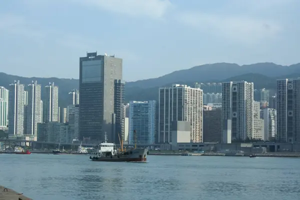 Nave y vista de Hong Kong — Foto de Stock