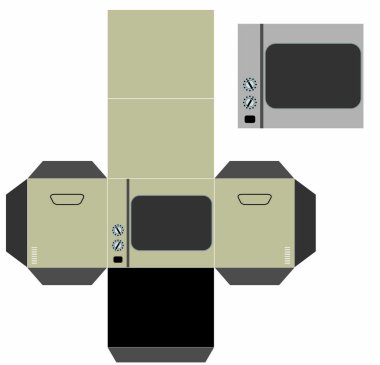 Mikrodalga fırın Kağıt Modeli Kesim ve Yapıştırıcı