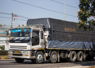 Chiangmai, Tayland - 16 Aralık 2019: Er Isuzu Çöp Kamyonu. 1001 no 'lu yolda. Chiangmai İş Alanından 18 km uzakta..