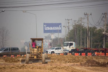 Chiangmai, Tayland - 18 Şubat 2020: Chiangmai yolunda duman ve kirlilik.