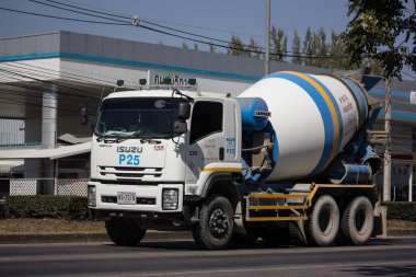 Chiangmai, Tayland - 19 Ocak 2020 Pws Beton çimento kamyonu. Fotoğraf 1001 no 'lu yolda, Chiangmai, Tayland şehir merkezinden yaklaşık 8 km uzaklıkta..