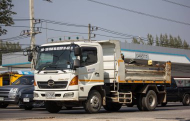 Chiangmai, Thailand - January 9 2020: Private Hino Dump Truck. On road no.1001 8 km from Chiangmai Business Area.