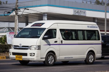 Chiangmai, Thailand - January 17 2020: Private Toyota commuter van. Photo at road no.121 about 8 km from downtown Chiangmai thailand.