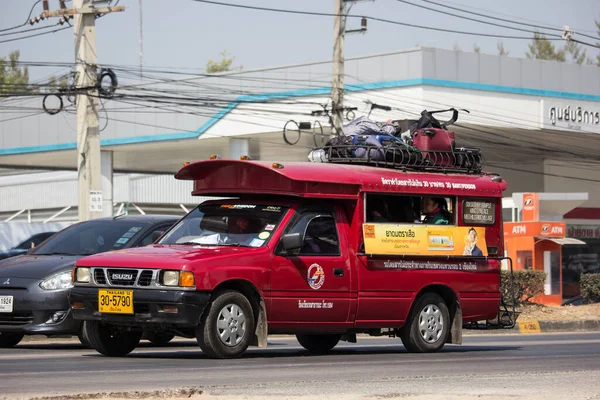 Chiangmai Thailand February 2020 Red Pickup Truck Taxi Chiang Mai — Stockfoto