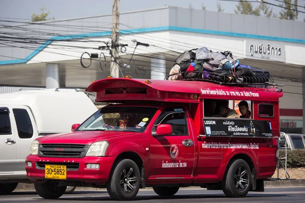 Chiangmai Thailand February 2020 Red Pickup Truck Taxi Chiang Mai — Stockfoto