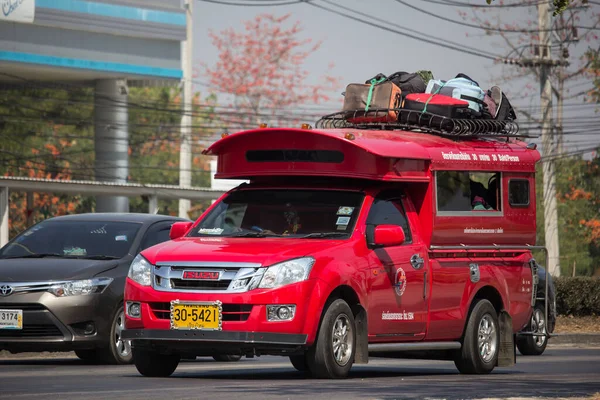 Chiangmai Tailandia Febrero 2020 Camioneta Roja Taxi Chiang Mai Servicio — Foto de Stock