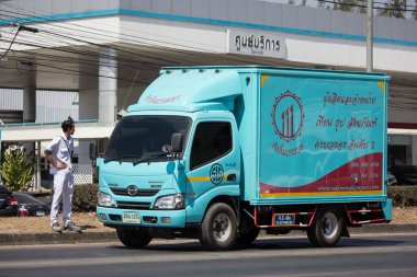 Chiangmai, Thailand - February 13 2020: Private Hino  Cargo Truck. Photo at road no.1001 about 8 km from downtown Chiangmai, thailand.