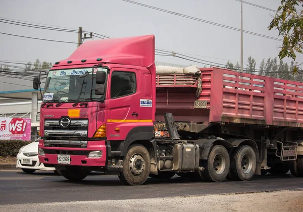 Chiangmai Tailândia Fevereiro 2020 Trailer Dump Truck Thanachai Company Estrada — Fotografia de Stock