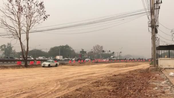 Chiangmai Tailandia Marzo 2020 Humo Contaminación Haze Carretera Circunvalación Chiangmai — Vídeo de stock