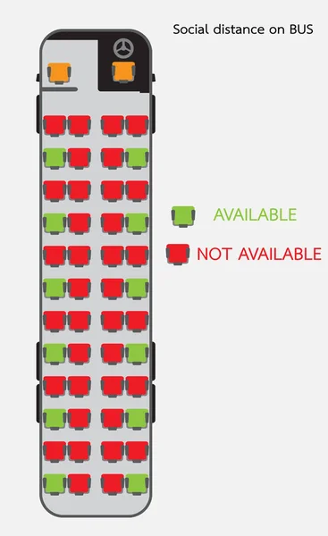 Otobüste Sosyal Uzaklık Toplu Taşıma Koltuğu Haritası — Stok Vektör