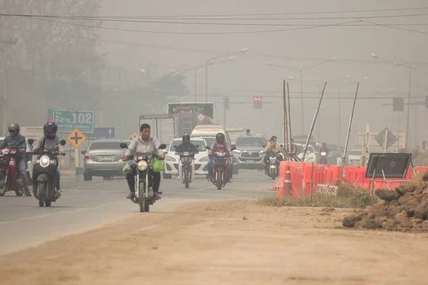 Chiangmai Tailandia Marzo 2020 Humo Contaminación Haze Carretera Chiangmai Road — Foto de Stock