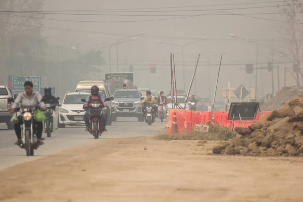 Chiangmai Tailandia Marzo 2020 Humo Contaminación Haze Carretera Chiangmai Road — Foto de Stock