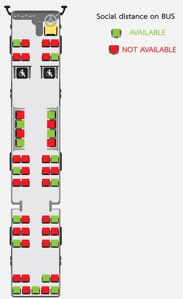 Distancia Social Mapa Del Asiento Del Transporte Público Del Autobús — Archivo Imágenes Vectoriales