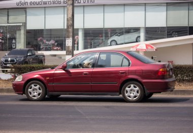 Chiangmai, Tayland - 4 Mart 2020: Honda Automobile, Honda Civic 'ten özel sedan araba. 1001 no 'lu yolda. Chiangmai İş Alanından 18 km uzakta..