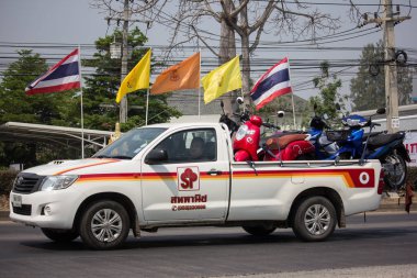 Chiangmai, Tayland - 4 Mart 2020: er Toyota Hilux Vigo kamyonet. 1001 no 'lu yolda. Chiangmai şehrinden 18 km uzakta..