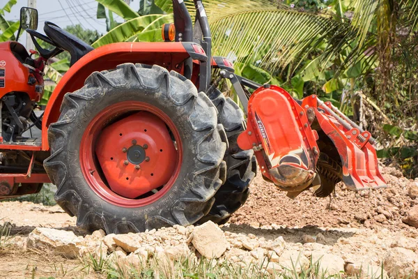 Chiangmai Thailand March 2020 Tractor Rotary Tiller Small Kubota Tractor — стоковое фото