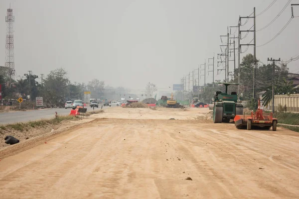 Chiangmai Tailandia Marzo 2020 Construcción Nueva Carretera 121 Fuera Carretera — Foto de Stock