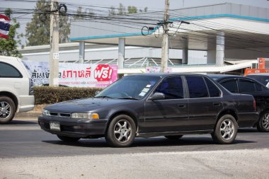 Chiangmai, Tayland - 5 Mart 2020: özel araba Honda anlaşması. 1001 no 'lu yolda. Chiangmai İş Alanından 18 km uzakta..