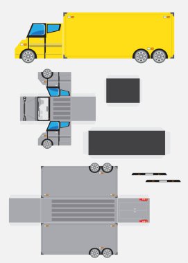 Container Cargo Truck Paper Model cut and glue it clipart